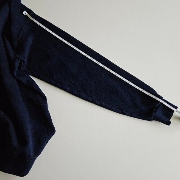 Artisans Top Womens L Navy USA Made XMas Embroidery Print Turtleneck LS FLAW VTG - Picture 6 of 15